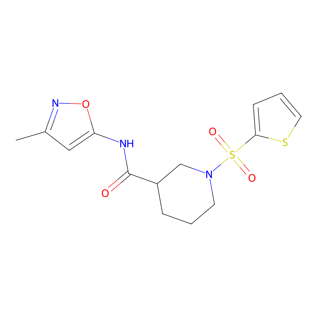 N-(3-methylisoxazol-5-yl)-1-(thiophen-2-ylsulfonyl)piperidine-3-carboxamide molecular structure, CAS 1021250-26-9