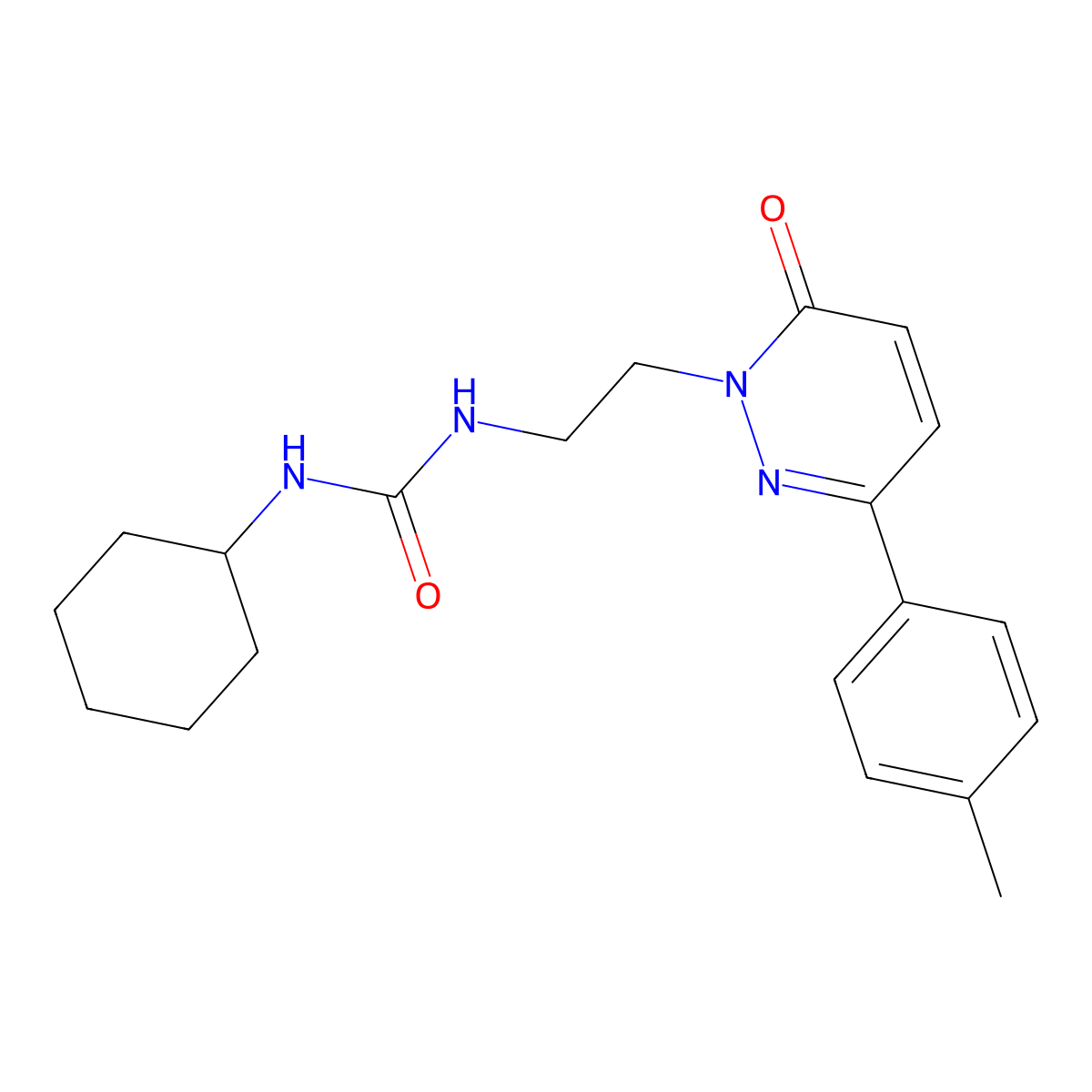 1-cyclohexyl-3-(2-(6-oxo-3-(p-tolyl)pyridazin-1(6H)-yl)ethyl)urea molecular structure, CAS 1021250-35-0