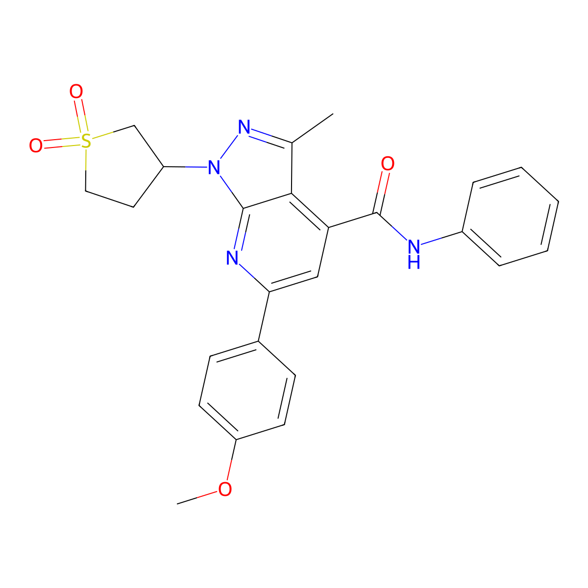 1-(1,1-dioxidotetrahydrothiophen-3-yl)-6-(4-methoxyphenyl)-3-methyl-N-phenyl-1H-pyrazolo[3,4-b]pyridine-4-carboxamide molecular structure, CAS 1021250-37-2