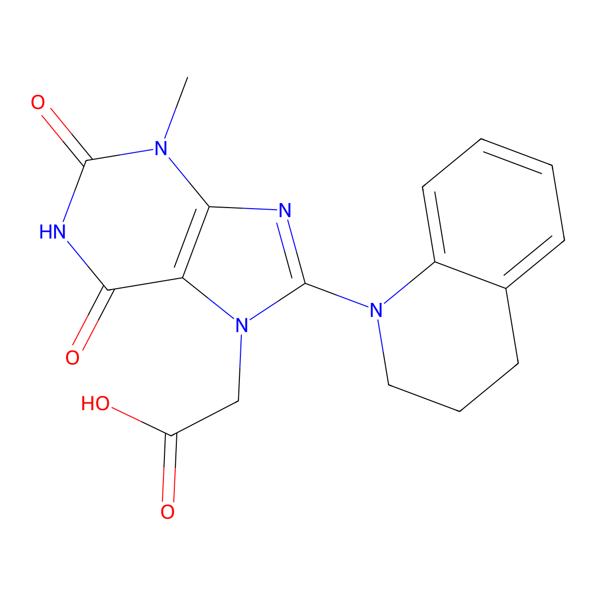 2-(8-(3,4-dihydroquinolin-1(2H)-yl)-3-methyl-2,6-dioxo-2,3-dihydro-1H-purin-7(6H)-yl)acetic acid molecular structure, CAS 1021250-39-4