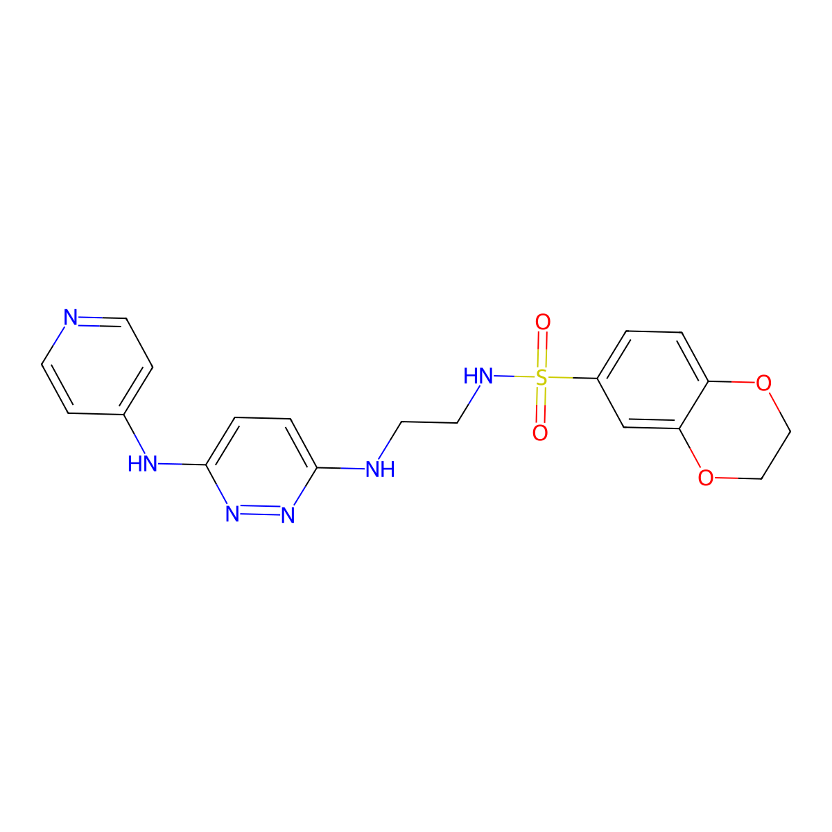 N-(2-((6-(pyridin-4-ylamino)pyridazin-3-yl)amino)ethyl)-2,3-dihydrobenzo[b][1,4]dioxine-6-sulfonamide molecular structure, CAS 1021250-60-1