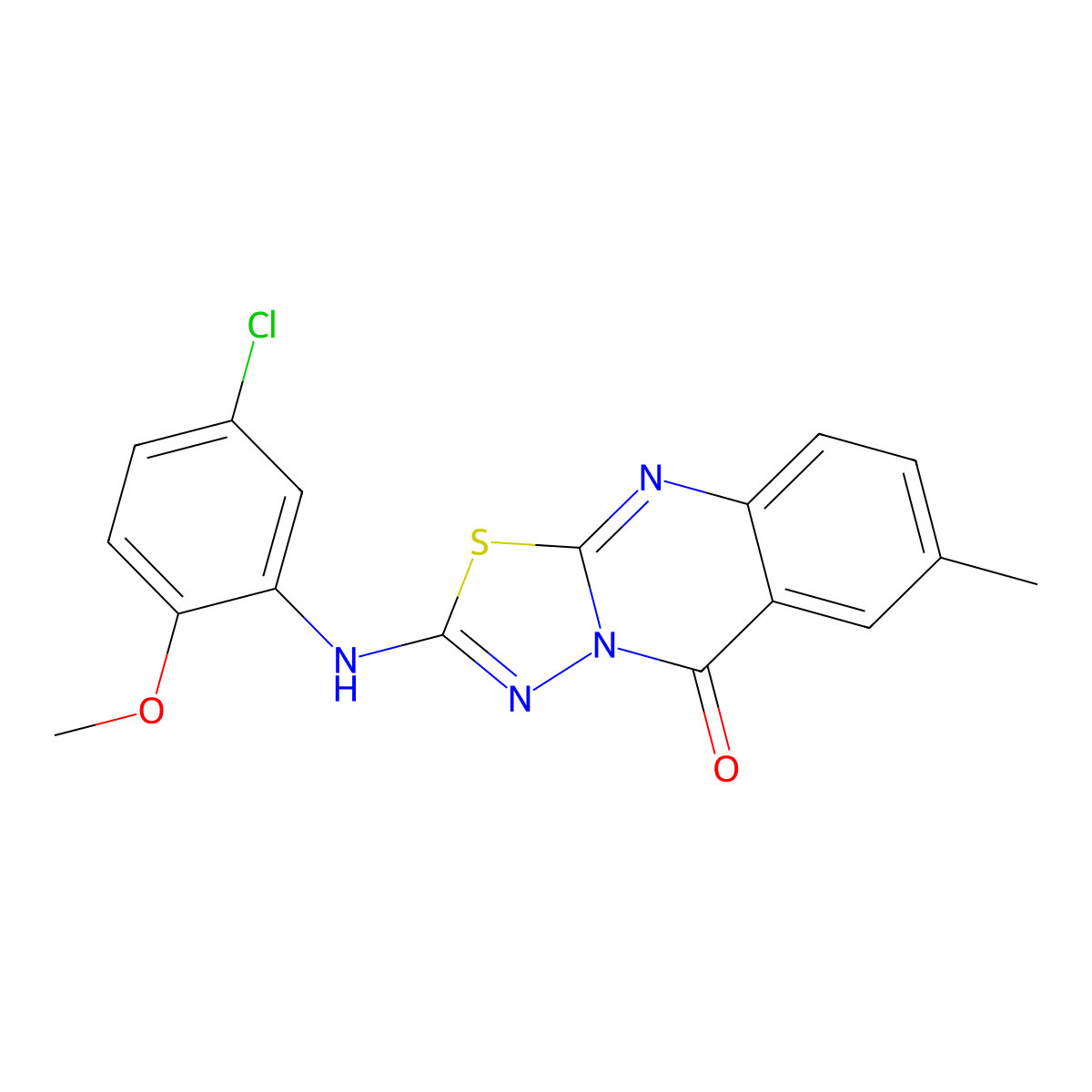 2-[(5-chloro-2-methoxyphenyl)amino]-7-methyl-5H-[1,3,4]thiadiazolo[2,3-b]quinazolin-5-one molecular structure, CAS 1021250-64-5