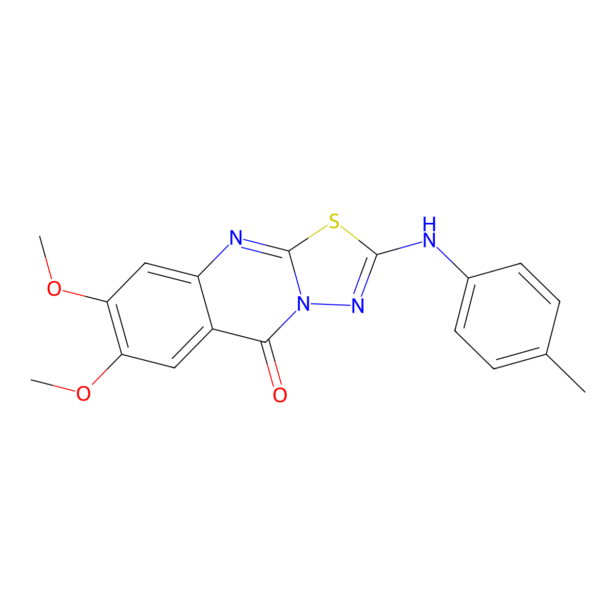7,8-dimethoxy-2-[(4-methylphenyl)amino]-5H-[1,3,4]thiadiazolo[2,3-b]quinazolin-5-one molecular structure, CAS 1021250-69-0
