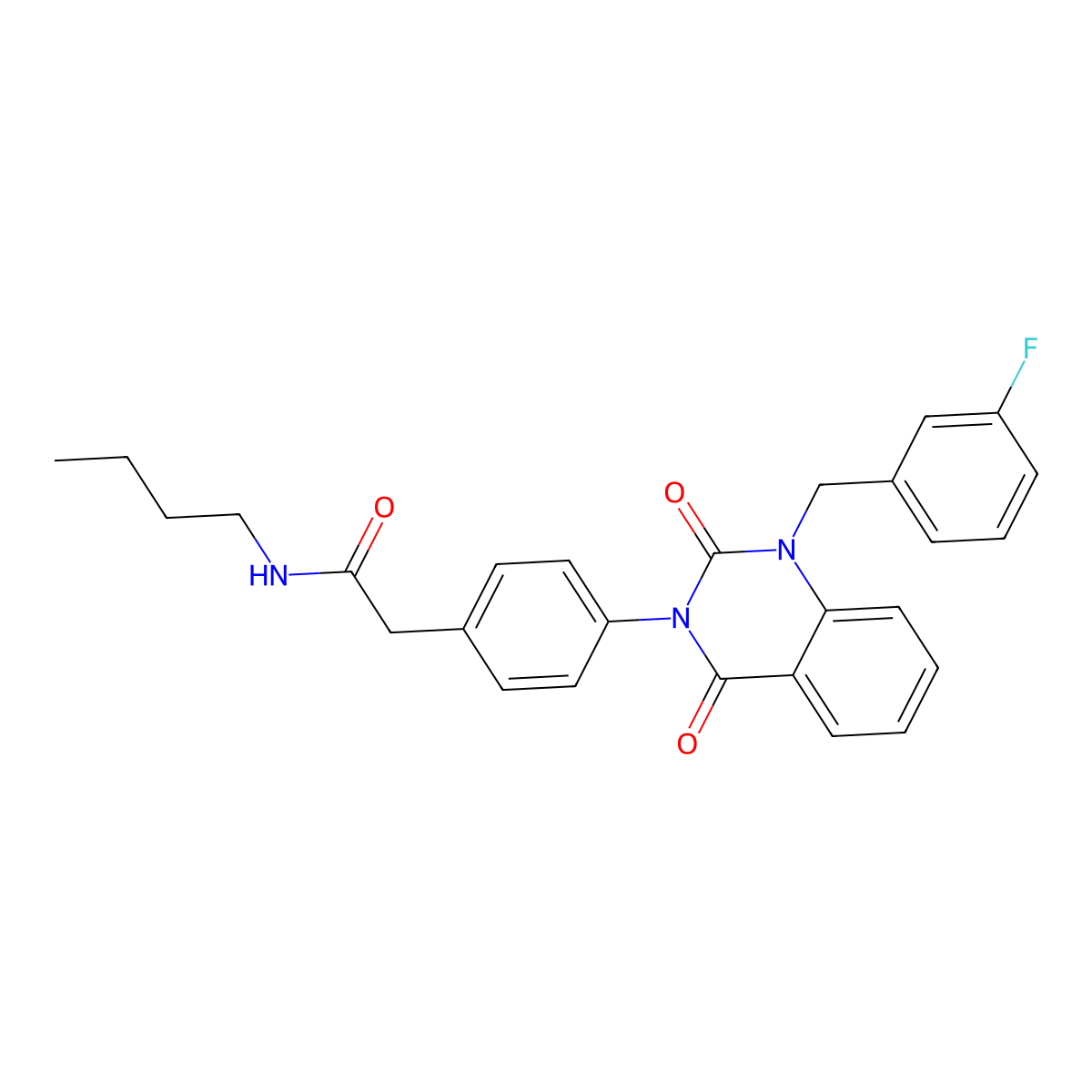 N-butyl-2-(4-{1-[(3-fluorophenyl)methyl]-2,4-dioxo-1,2,3,4-tetrahydroquinazolin-3-yl}phenyl)acetamide molecular structure, CAS 1021250-70-3