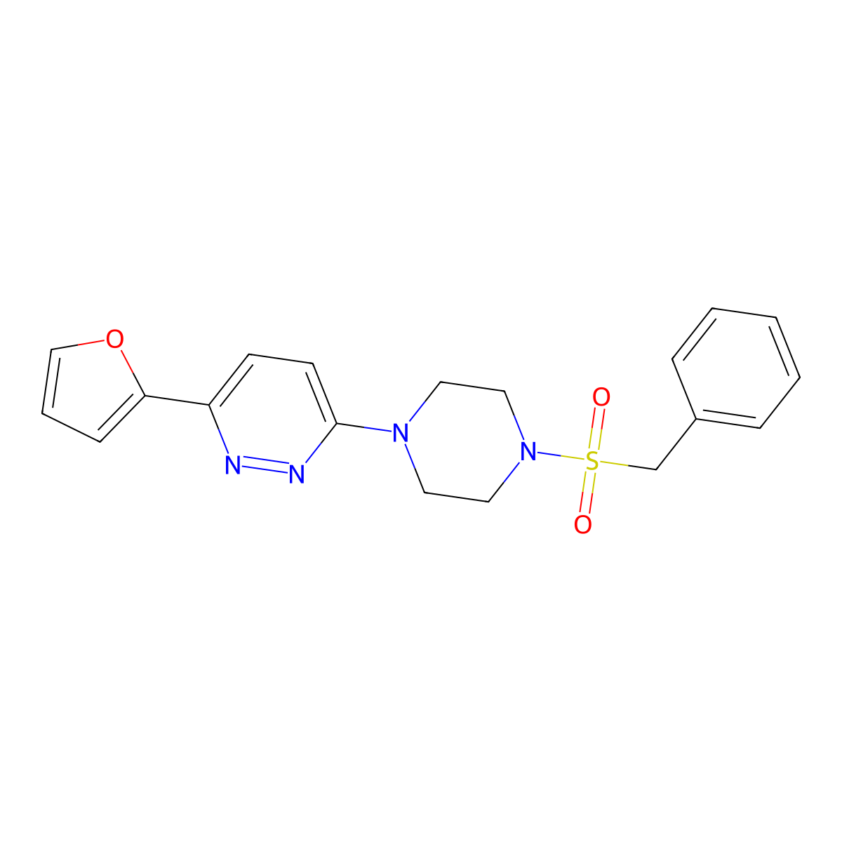 3-(Furan-2-yl)-6-(4-phenylmethanesulfonylpiperazin-1-yl)pyridazine molecular structure, CAS 1021250-72-5