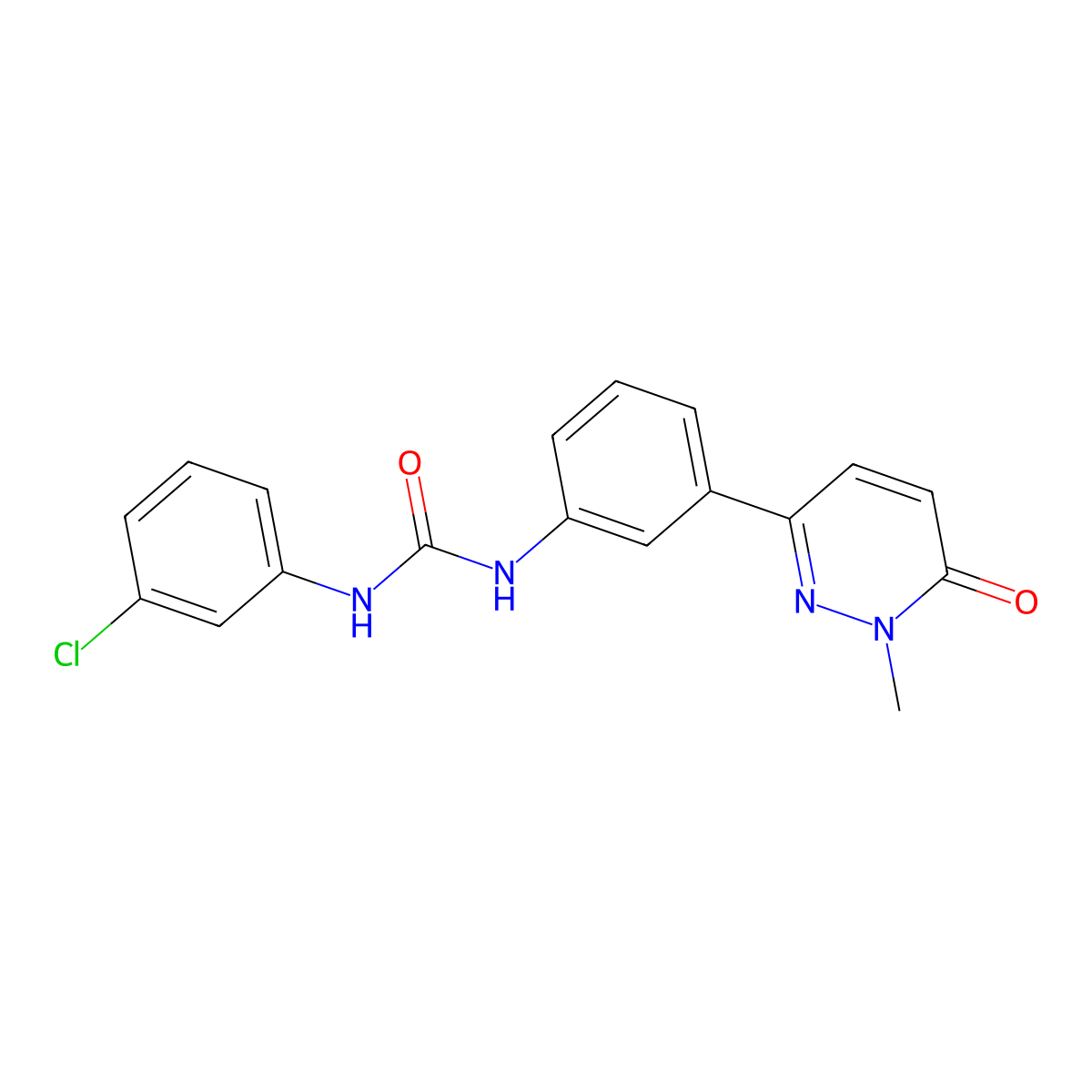 1-(3-Chlorophenyl)-3-(3-(1-methyl-6-oxo-1,6-dihydropyridazin-3-yl)phenyl)urea molecular structure, CAS 1021250-74-7
