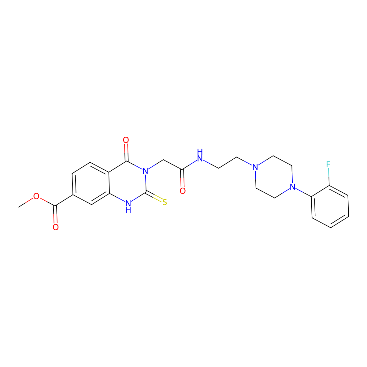 Methyl 3-[({2-[4-(2-fluorophenyl)piperazin-1-yl]ethyl}carbamoyl)methyl]-4-oxo-2-sulfanylidene-1,2,3,4-tetrahydroquinazoline-7-carboxylate molecular structure, CAS 1021250-78-1