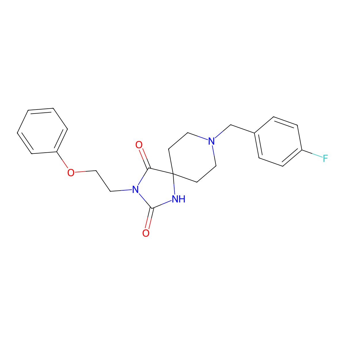 8-[(4-Fluorophenyl)methyl]-3-(2-phenoxyethyl)-1,3,8-triazaspiro[4.5]decane-2,4-dione molecular structure, CAS 1021250-90-7