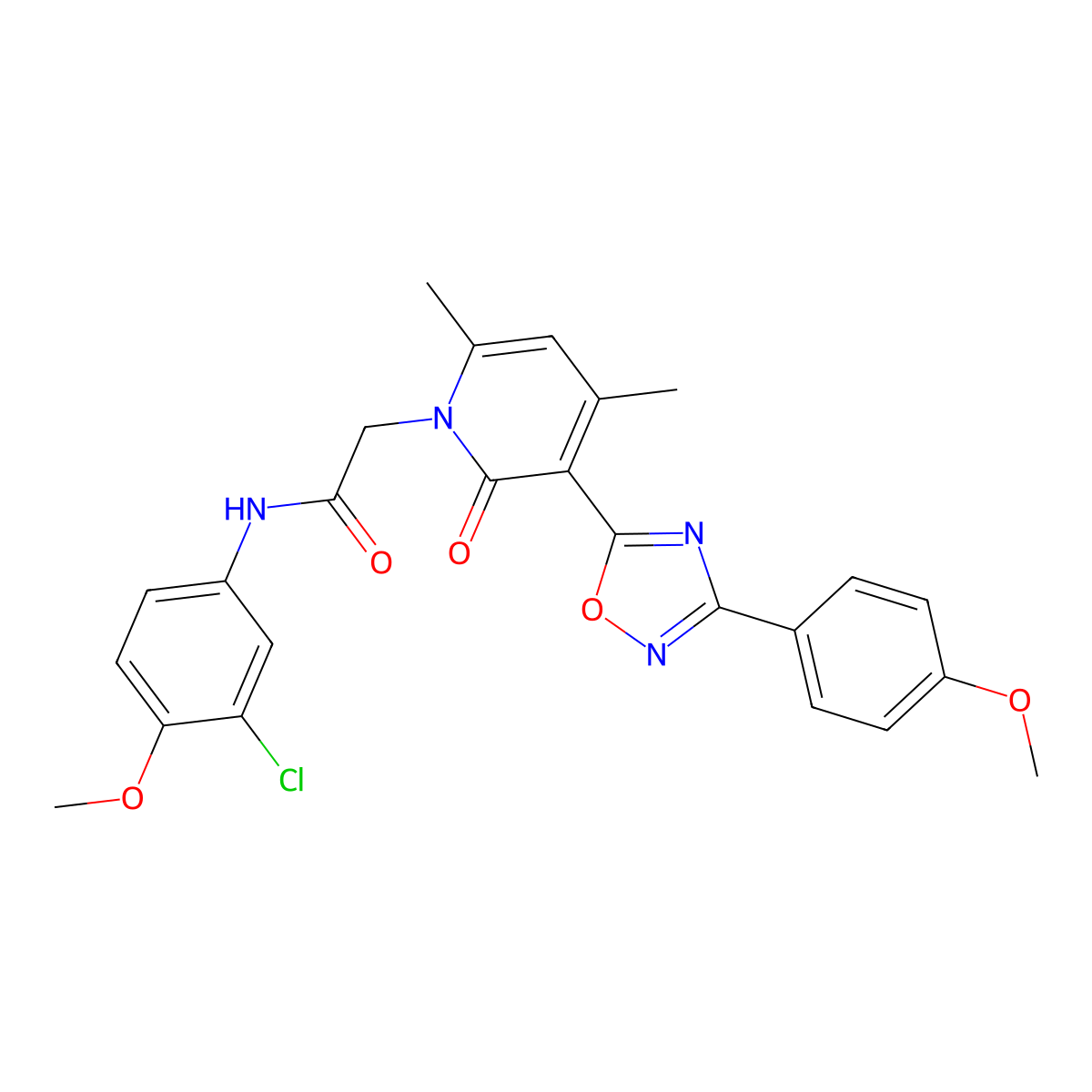 N-(3-chloro-4-methoxyphenyl)-2-(3-(3-(4-methoxyphenyl)-1,2,4-oxadiazol-5-yl)-4,6-dimethyl-2-oxopyridin-1(2H)-yl)acetamide molecular structure, CAS 1021250-99-6