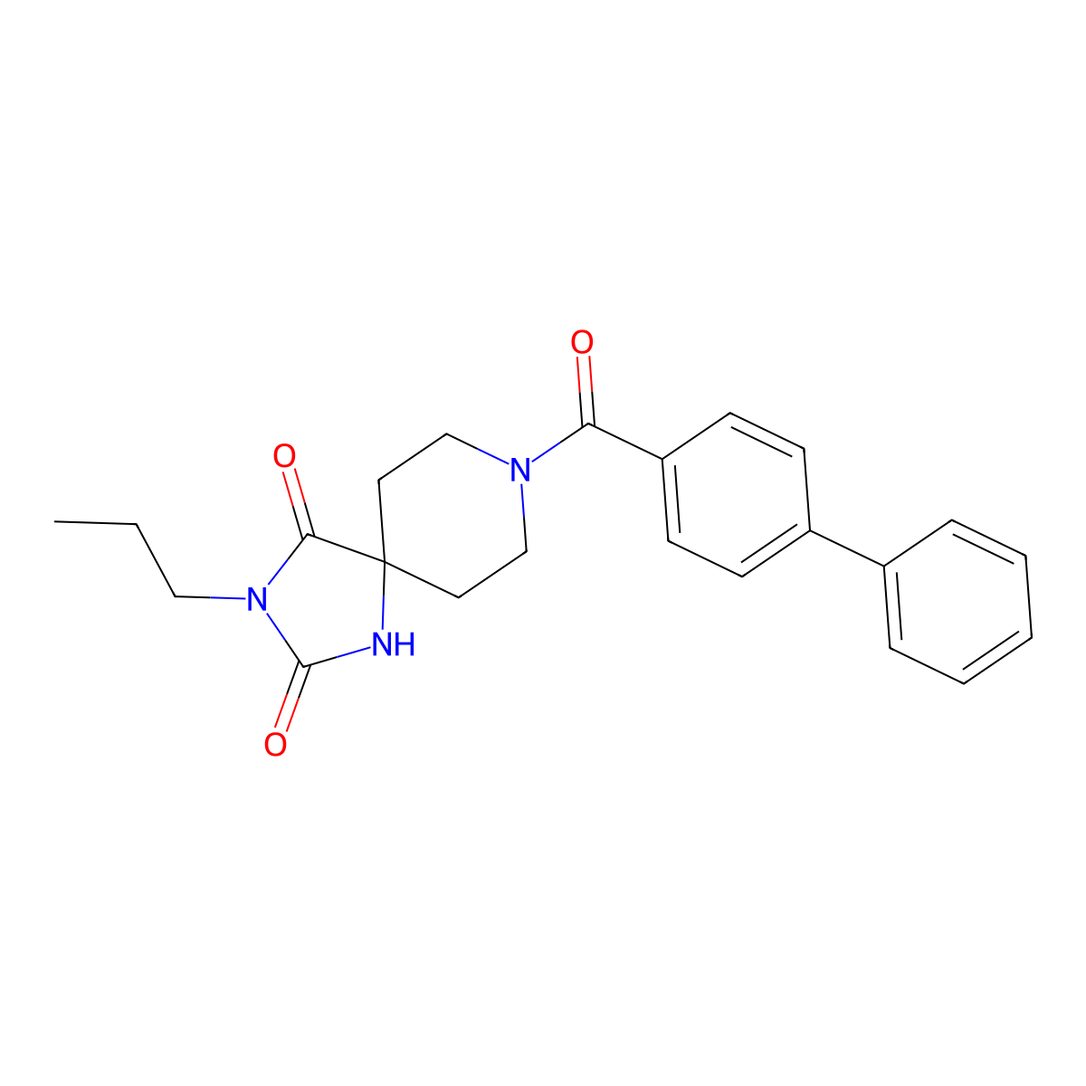 8-([1,1'-Biphenyl]-4-carbonyl)-3-propyl-1,3,8-triazaspiro[4.5]decane-2,4-dione molecular structure, CAS 1021251-27-3