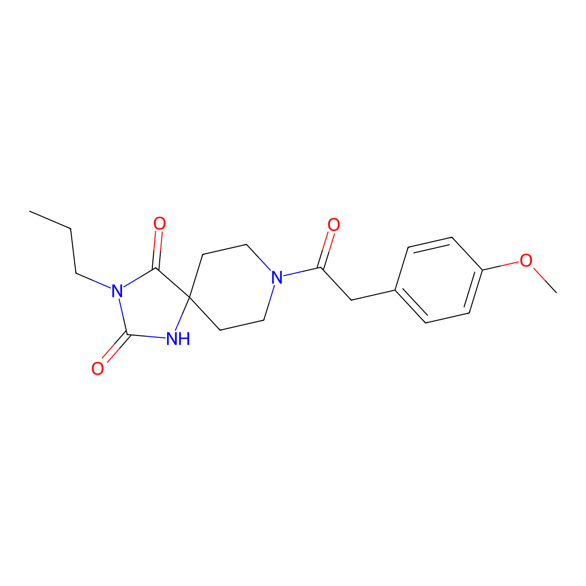 8-[2-(4-Methoxyphenyl)acetyl]-3-propyl-1,3,8-triazaspiro[4.5]decane-2,4-dione molecular structure, CAS 1021251-30-8