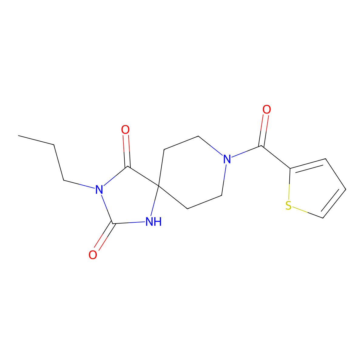 3-Propyl-8-(thiophene-2-carbonyl)-1,3,8-triazaspiro[4.5]decane-2,4-dione molecular structure, CAS 1021251-33-1