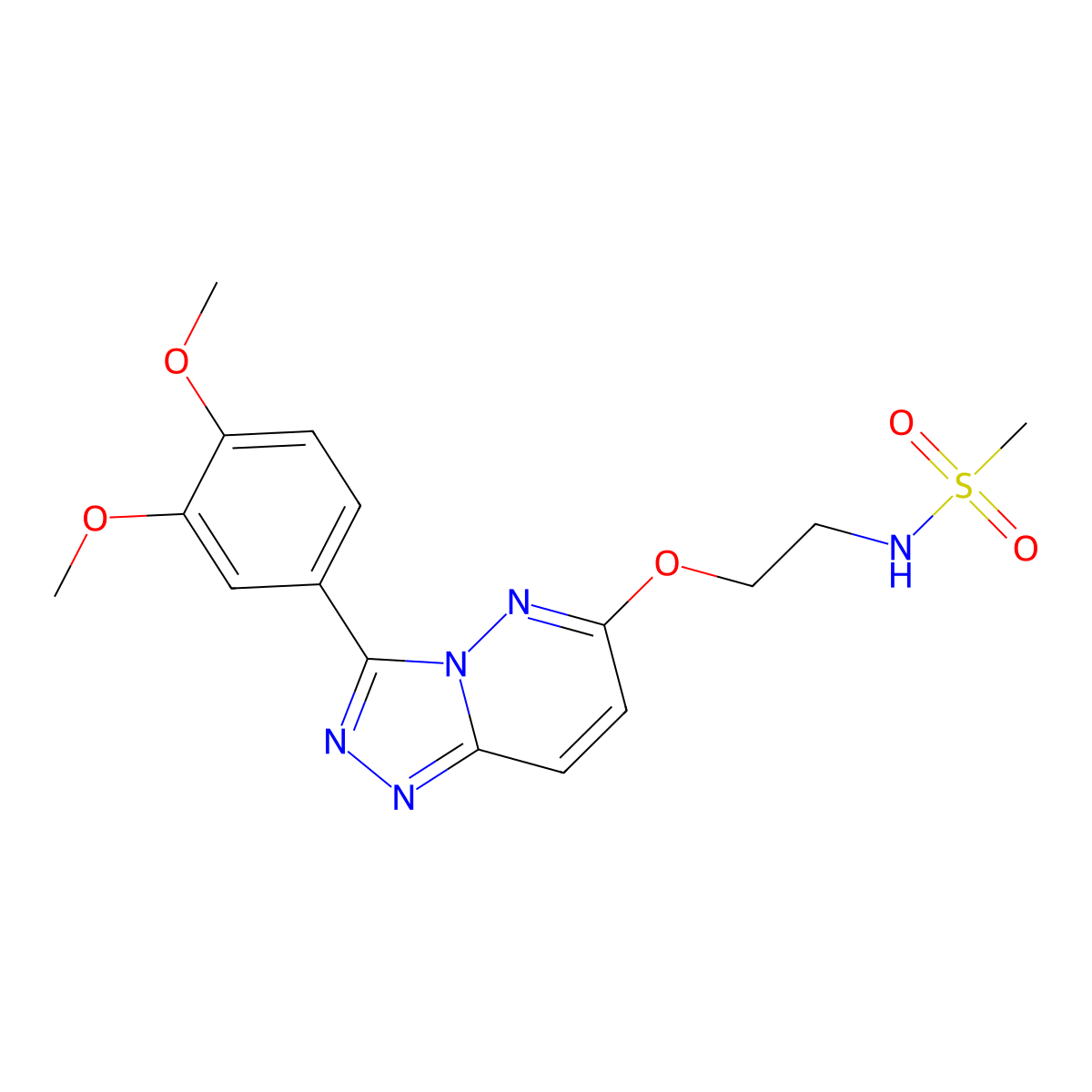 N-(2-((3-(3,4-dimethoxyphenyl)-[1,2,4]triazolo[4,3-b]pyridazin-6-yl)oxy)ethyl)methanesulfonamide molecular structure, CAS 1021251-36-4