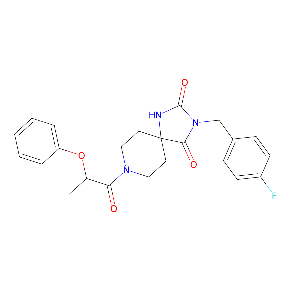 3-(4-Fluorobenzyl)-8-(2-phenoxypropanoyl)-1,3,8-triazaspiro[4.5]decane-2,4-dione molecular structure, CAS 1021251-61-5