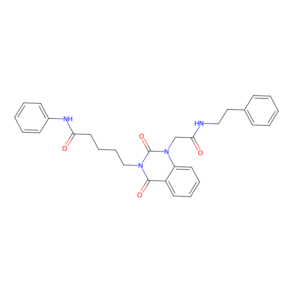 5-(2,4-dioxo-1-(2-oxo-2-(phenethylamino)ethyl)-1,2-dihydroquinazolin-3(4H)-yl)-N-phenylpentanamide molecular structure, CAS 1021251-72-8