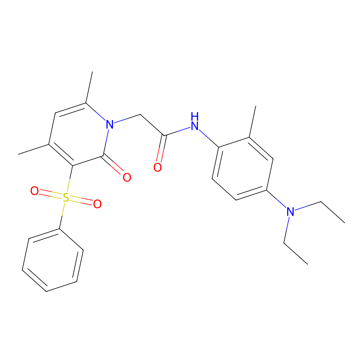 2-[3-(benzenesulfonyl)-4,6-dimethyl-2-oxo-1,2-dihydropyridin-1-yl]-N-[4-(diethylamino)-2-methylphenyl]acetamide molecular structure, CAS 1021251-79-5