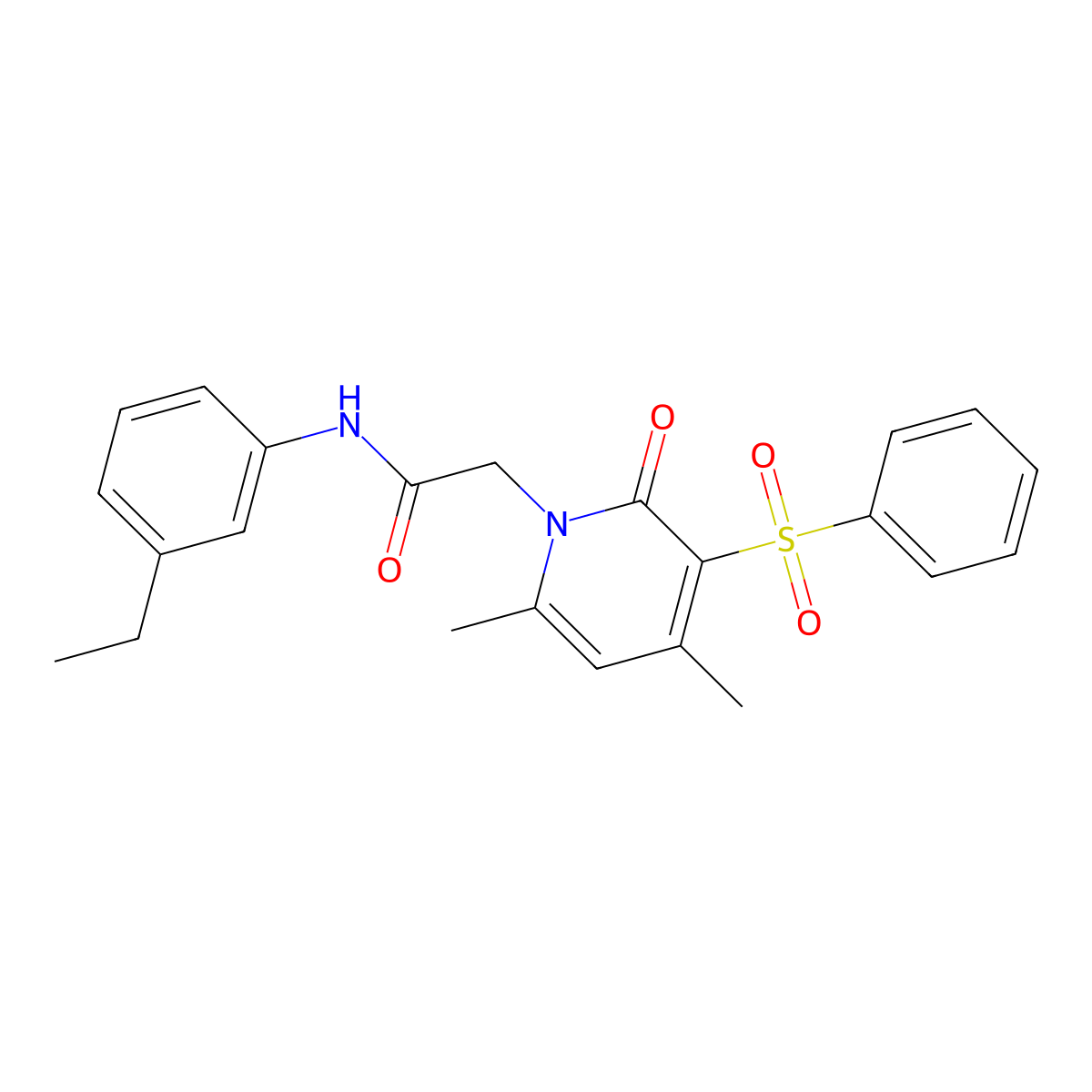 2-(4,6-dimethyl-2-oxo-3-(phenylsulfonyl)pyridin-1(2H)-yl)-N-(3-ethylphenyl)acetamide molecular structure, CAS 1021251-81-9