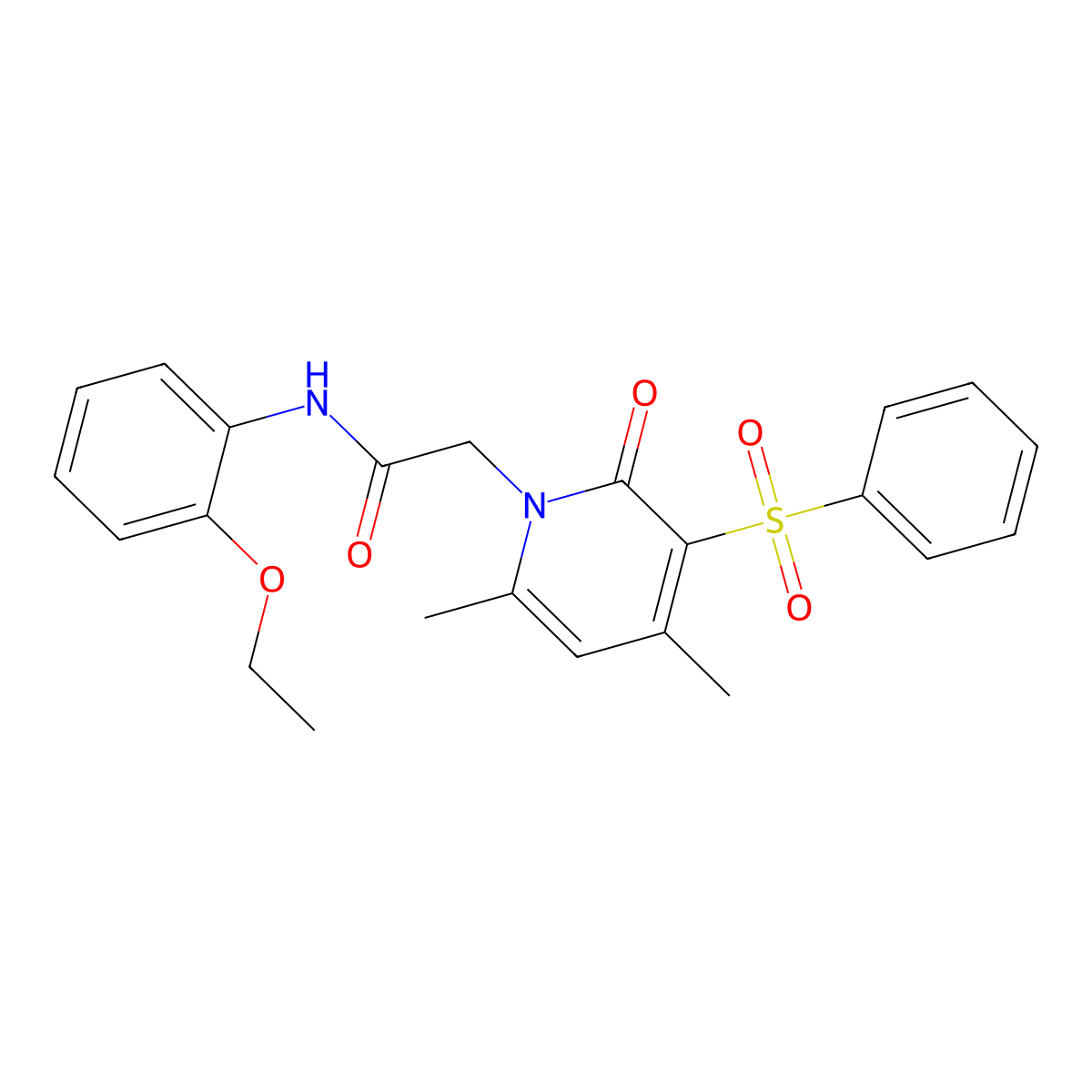2-[4,6-dimethyl-2-oxo-3-(phenylsulfonyl)pyridin-1(2H)-yl]-N-(2-ethoxyphenyl)acetamide molecular structure, CAS 1021251-85-3