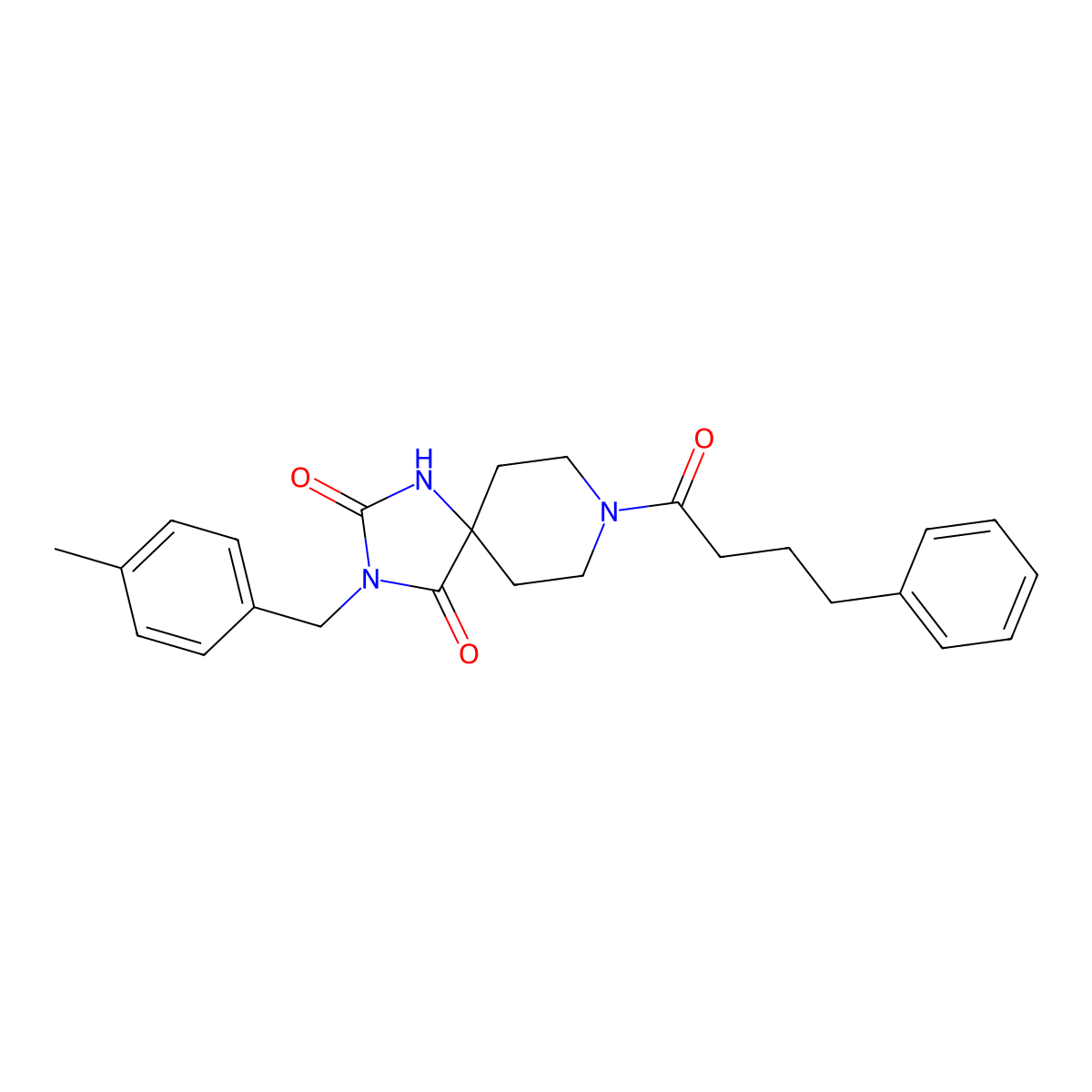 3-(4-Methylbenzyl)-8-(4-phenylbutanoyl)-1,3,8-triazaspiro[4.5]decane-2,4-dione molecular structure, CAS 1021251-91-1