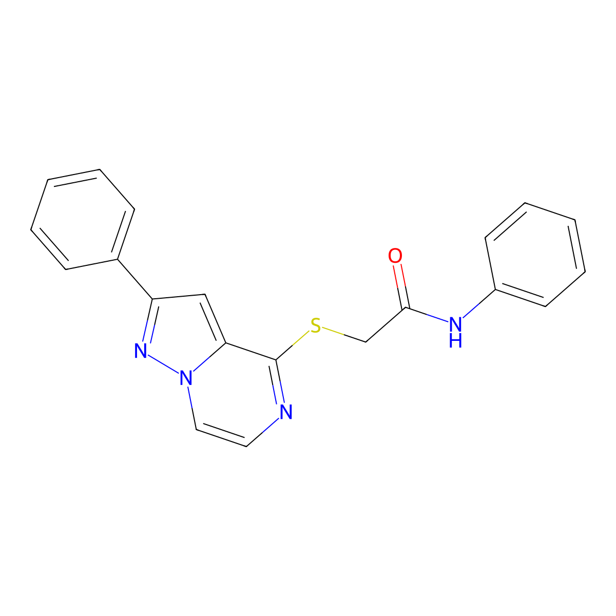 N-Phenyl-2-({2-phenylpyrazolo[1,5-A]pyrazin-4-YL}sulfanyl)acetamide molecular structure, CAS 1021251-97-7