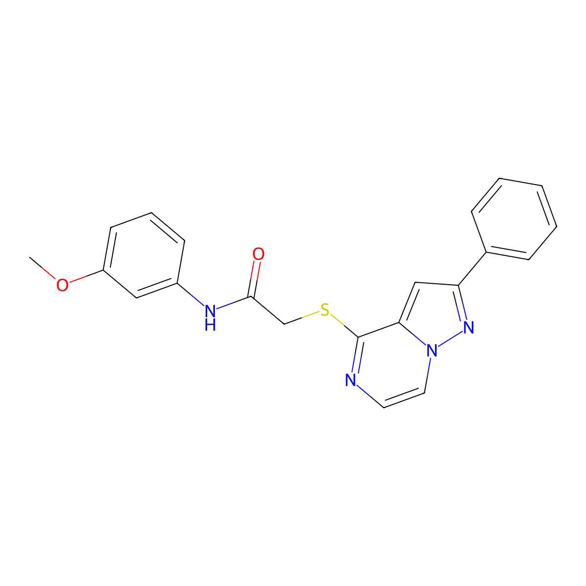 N-(3-Methoxyphenyl)-2-({2-phenylpyrazolo[1,5-A]pyrazin-4-YL}sulfanyl)acetamide molecular structure, CAS 1021252-00-5