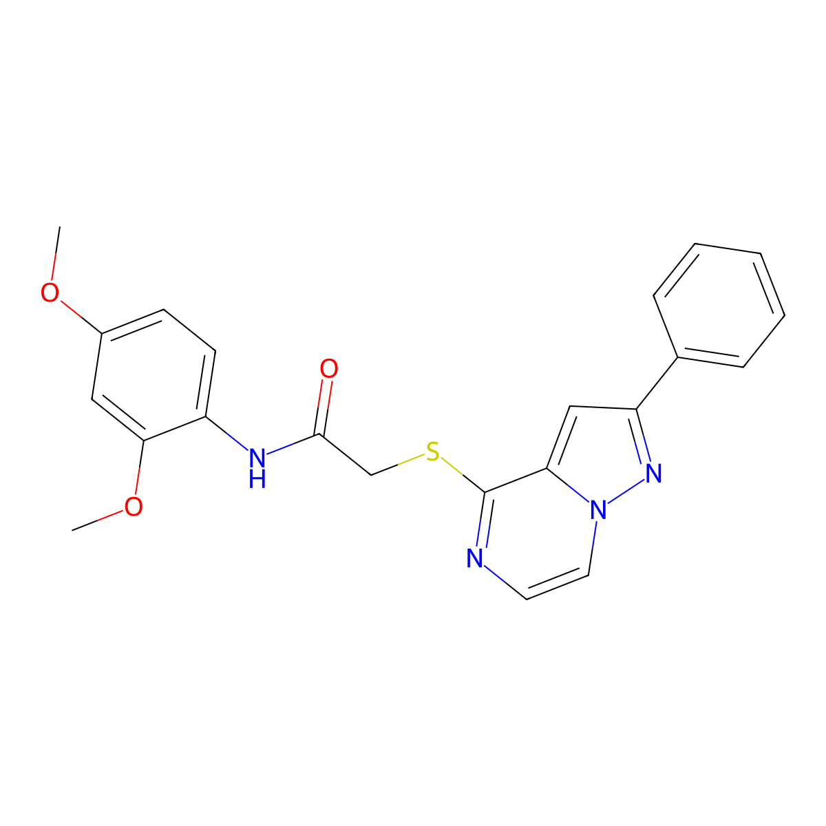 N-(2,4-Dimethoxyphenyl)-2-({2-phenylpyrazolo[1,5-A]pyrazin-4-YL}sulfanyl)acetamide molecular structure, CAS 1021252-10-7