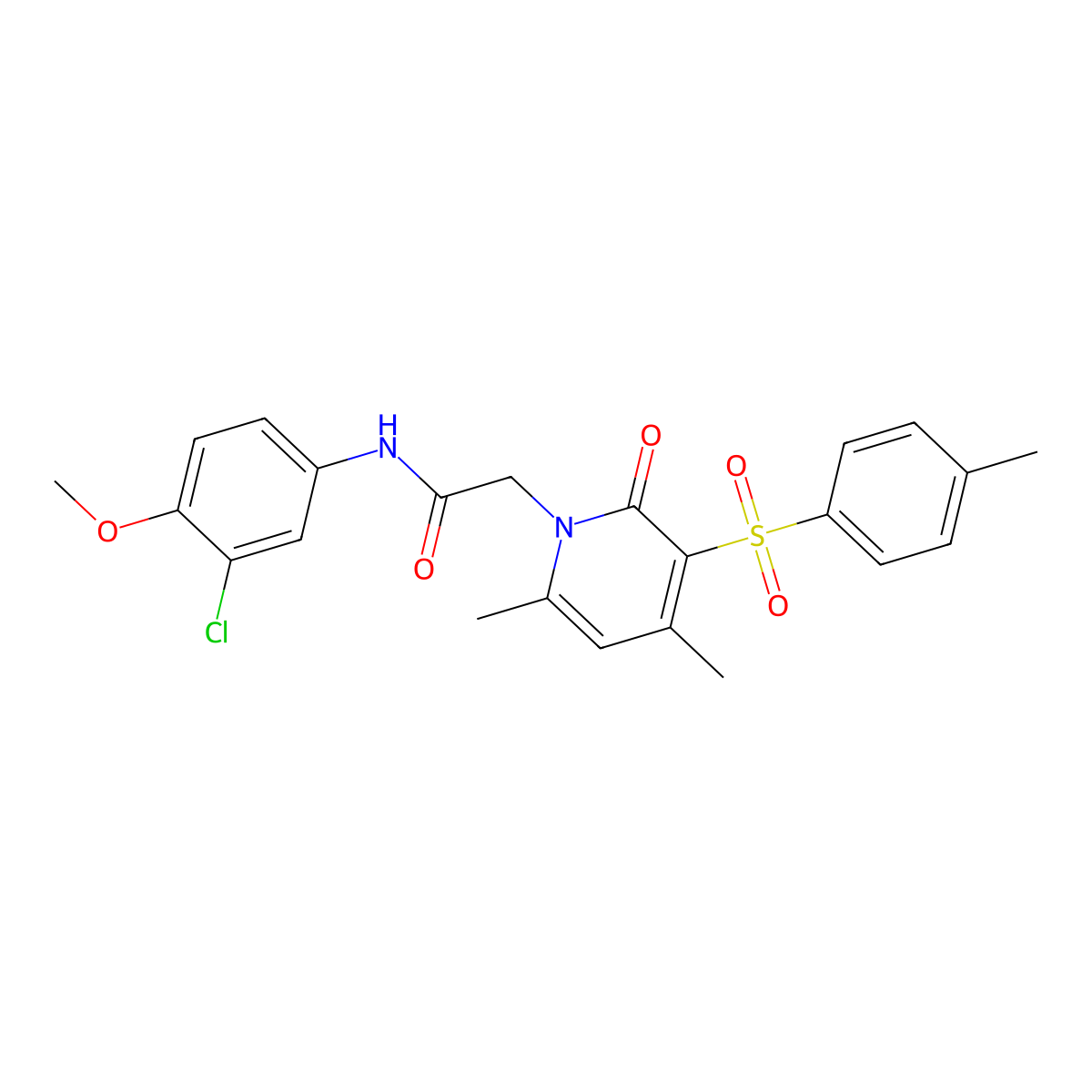 N-(3-chloro-4-methoxyphenyl)-2-[4,6-dimethyl-3-(4-methylbenzenesulfonyl)-2-oxo-1,2-dihydropyridin-1-yl]acetamide molecular structure, CAS 1021252-11-8