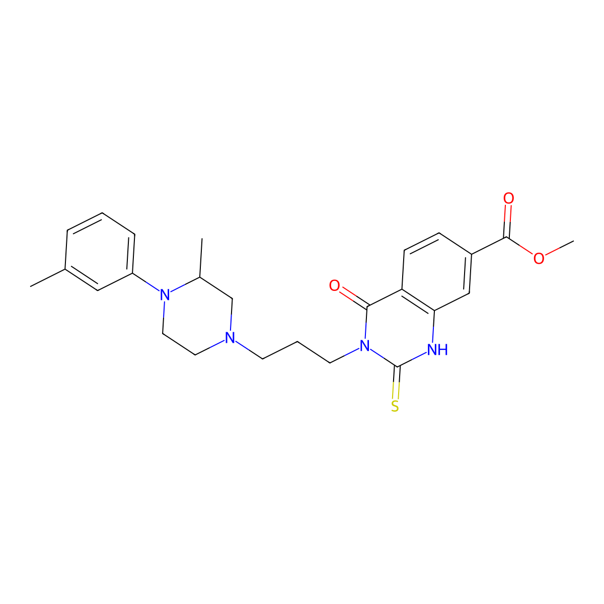 Methyl 3-(3-(3-methyl-4-(m-tolyl)piperazin-1-yl)propyl)-4-oxo-2-thioxo-1,2,3,4-tetrahydroquinazoline-7-carboxylate molecular structure, CAS 1021252-25-4