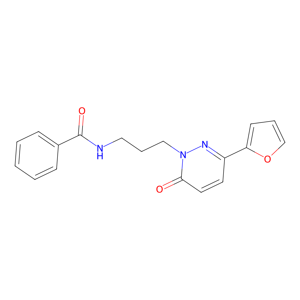 N-{3-[3-(furan-2-yl)-6-oxo-1,6-dihydropyridazin-1-yl]propyl}benzamide molecular structure, CAS 1021252-26-5