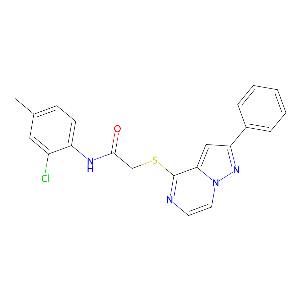 N-(2-chloro-4-methylphenyl)-2-[(2-phenylpyrazolo[1,5-a]pyrazin-4-yl)thio]acetamide molecular structure, CAS 1021252-30-1