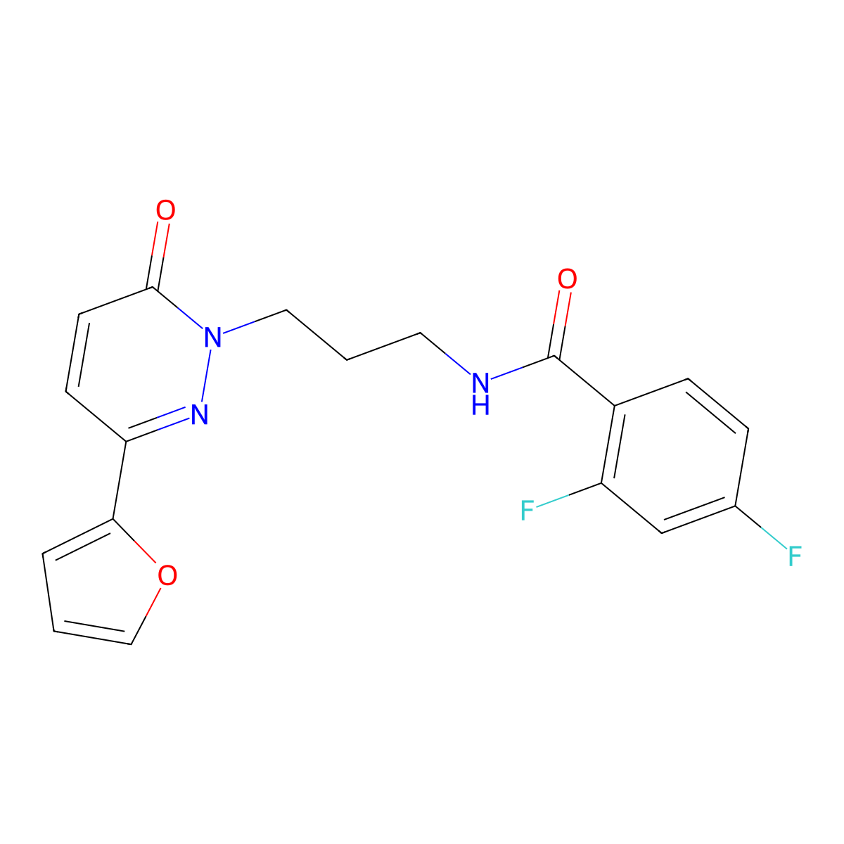 2,4-difluoro-N-{3-[3-(furan-2-yl)-6-oxo-1,6-dihydropyridazin-1-yl]propyl}benzamide molecular structure, CAS 1021252-38-9