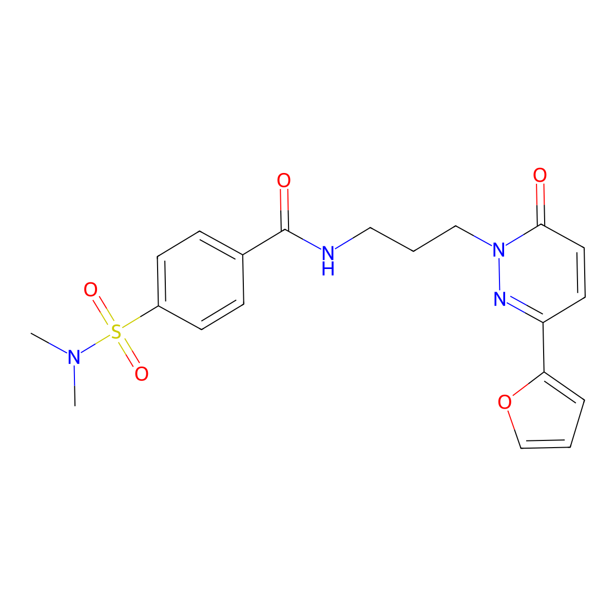 4-(N,N-dimethylsulfamoyl)-N-(3-(3-(furan-2-yl)-6-oxopyridazin-1(6H)-yl)propyl)benzamide molecular structure, CAS 1021252-41-4