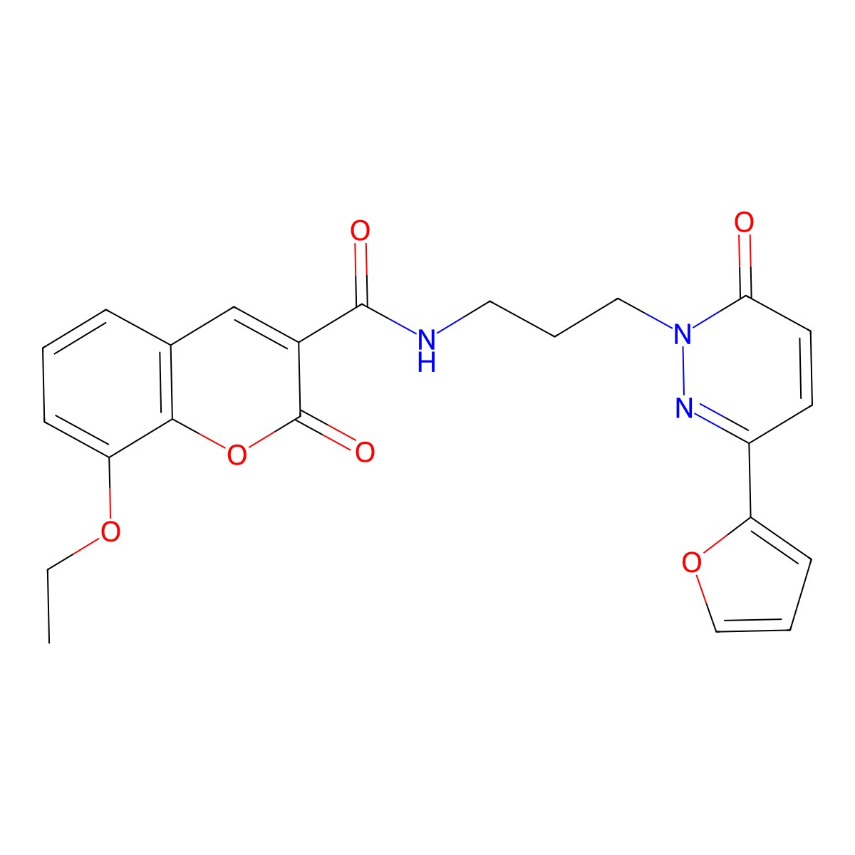 8-ethoxy-N-(3-(3-(furan-2-yl)-6-oxopyridazin-1(6H)-yl)propyl)-2-oxo-2H-chromene-3-carboxamide molecular structure, CAS 1021252-44-7