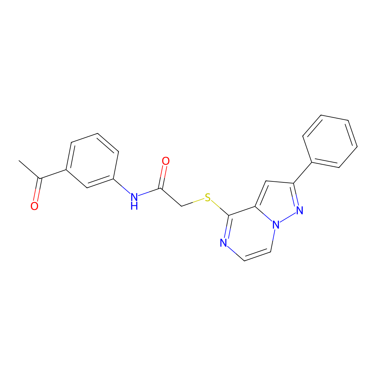 N-(3-Acetylphenyl)-2-({2-phenylpyrazolo[1,5-A]pyrazin-4-YL}sulfanyl)acetamide molecular structure, CAS 1021252-45-8