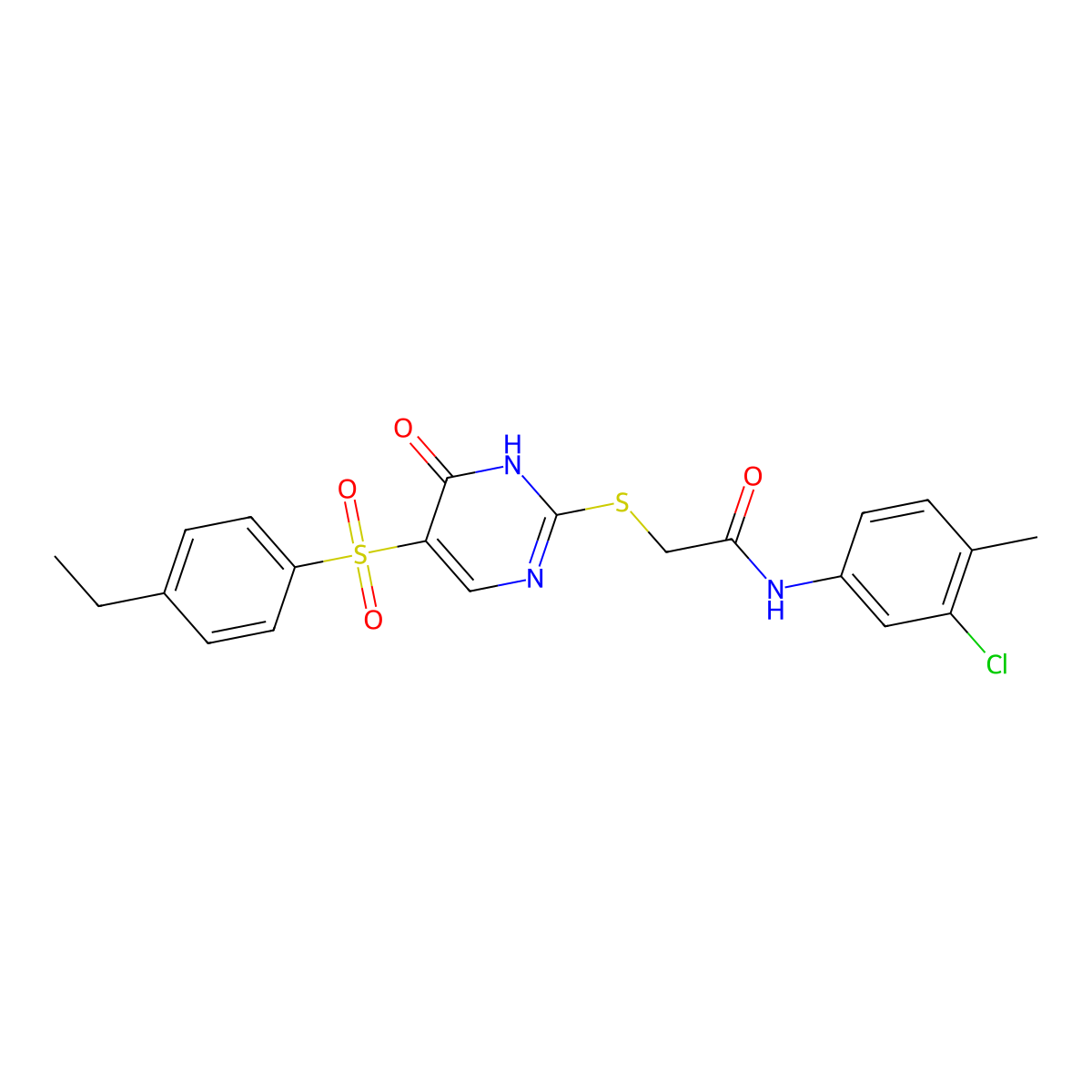 N-(3-chloro-4-methylphenyl)-2-({5-[(4-ethylphenyl)sulfonyl]-6-oxo-1,6-dihydropyrimidin-2-yl}sulfanyl)acetamide molecular structure, CAS 1021252-51-6