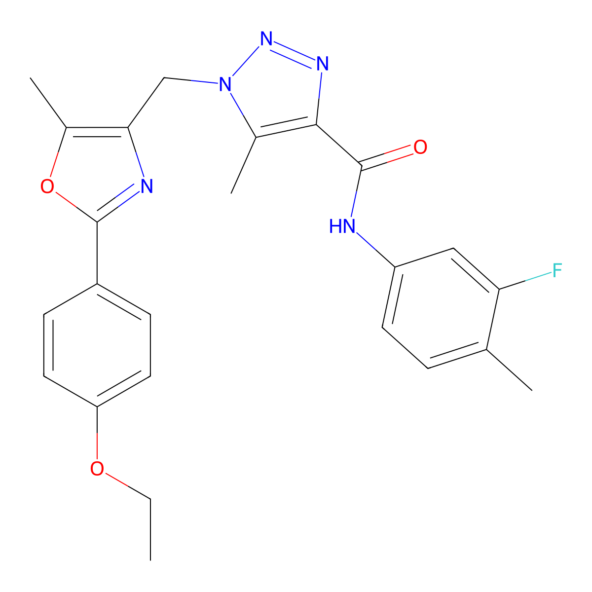 1-{[2-(4-ethoxyphenyl)-5-methyl-1,3-oxazol-4-yl]methyl}-N-(3-fluoro-4-methylphenyl)-5-methyl-1H-1,2,3-triazole-4-carboxamide molecular structure, CAS 1021252-54-9