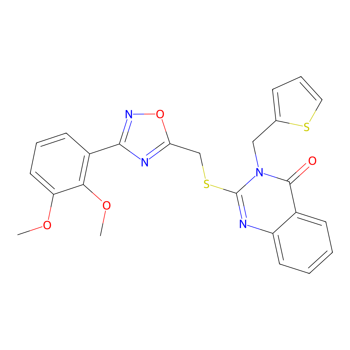 2-({[3-(2,3-Dimethoxyphenyl)-1,2,4-oxadiazol-5-yl]methyl}sulfanyl)-3-[(thiophen-2-yl)methyl]-3,4-dihydroquinazolin-4-one molecular structure, CAS 1021252-55-0