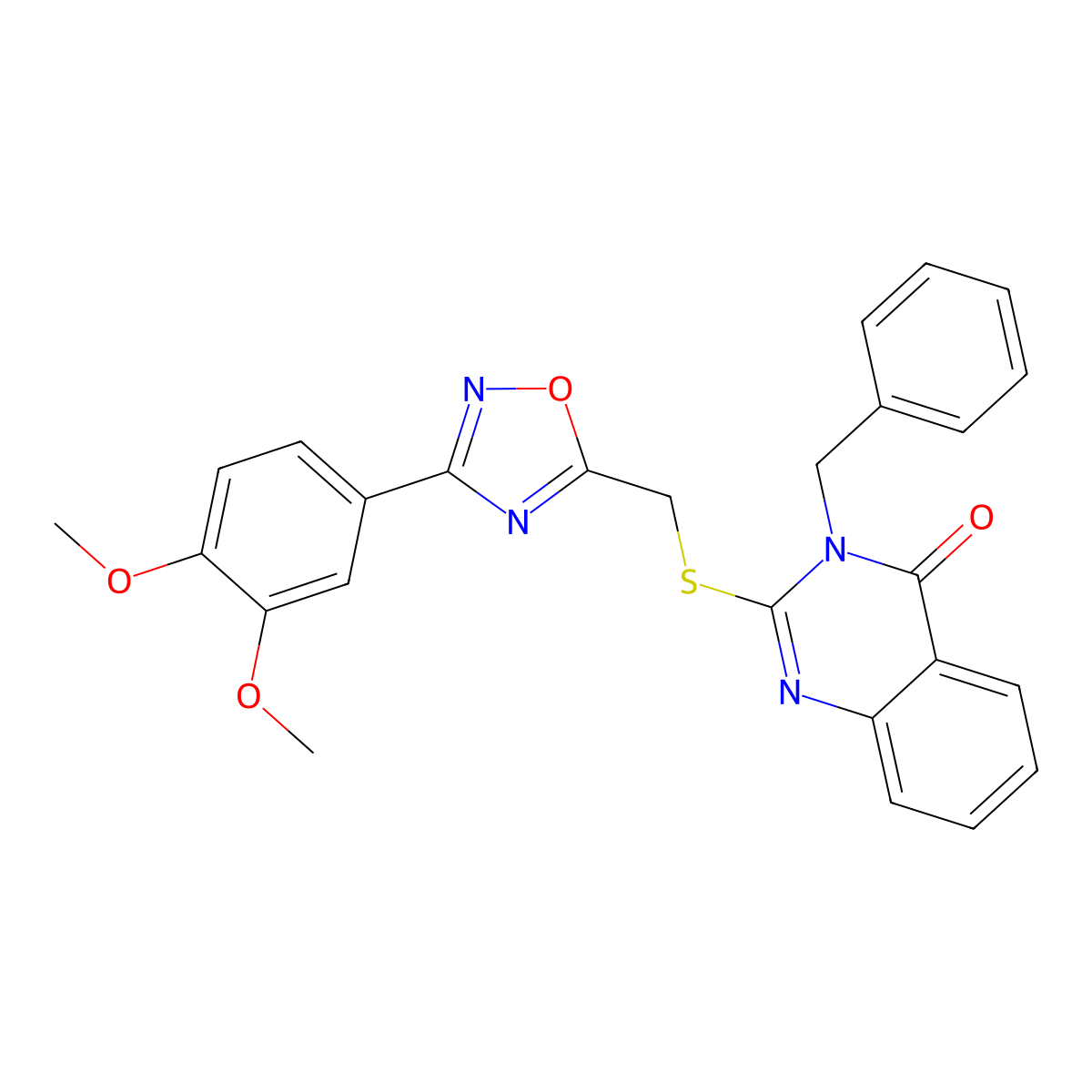 3-Benzyl-2-({[3-(3,4-dimethoxyphenyl)-1,2,4-oxadiazol-5-yl]methyl}sulfanyl)-3,4-dihydroquinazolin-4-one molecular structure, CAS 1021252-60-7