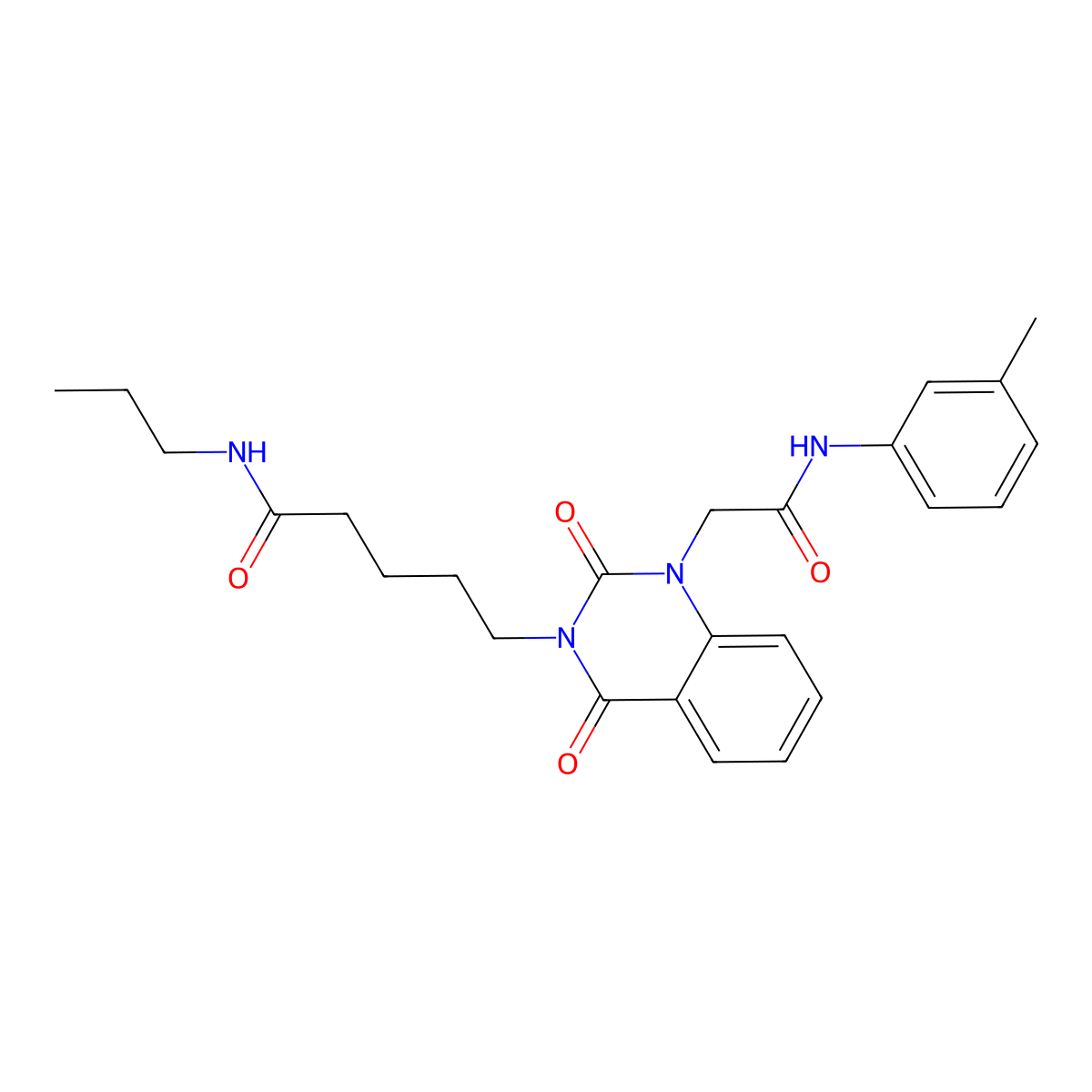 5-(1-{[(3-methylphenyl)carbamoyl]methyl}-2,4-dioxo-1,2,3,4-tetrahydroquinazolin-3-yl)-N-propylpentanamide molecular structure, CAS 1021252-78-7