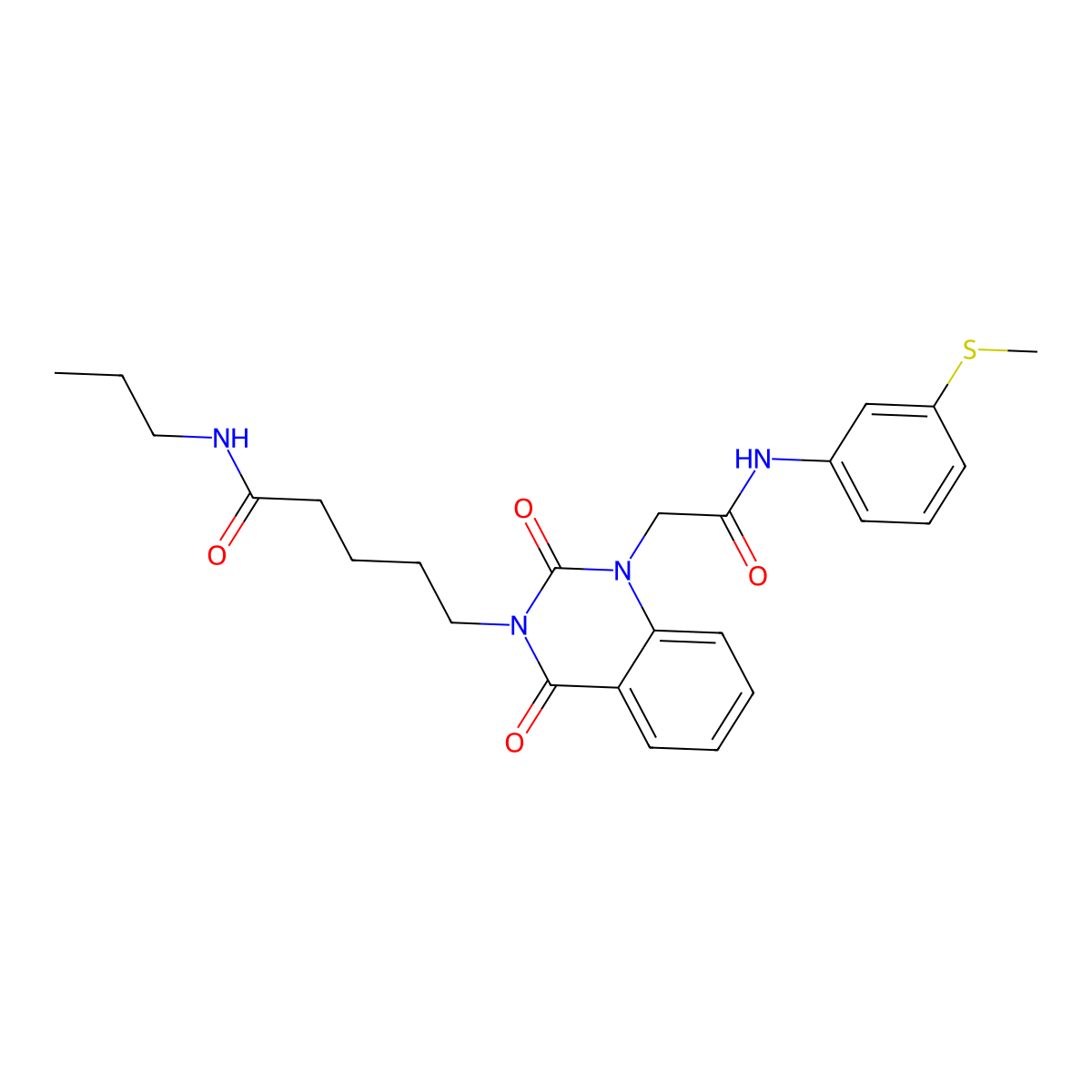 5-[1-({[3-(methylsulfanyl)phenyl]carbamoyl}methyl)-2,4-dioxo-1,2,3,4-tetrahydroquinazolin-3-yl]-N-propylpentanamide molecular structure, CAS 1021252-80-1