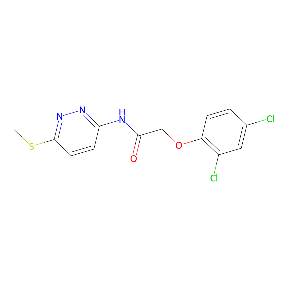 2-(2,4-dichlorophenoxy)-N-(6-(methylthio)pyridazin-3-yl)acetamide molecular structure, CAS 1021252-81-2