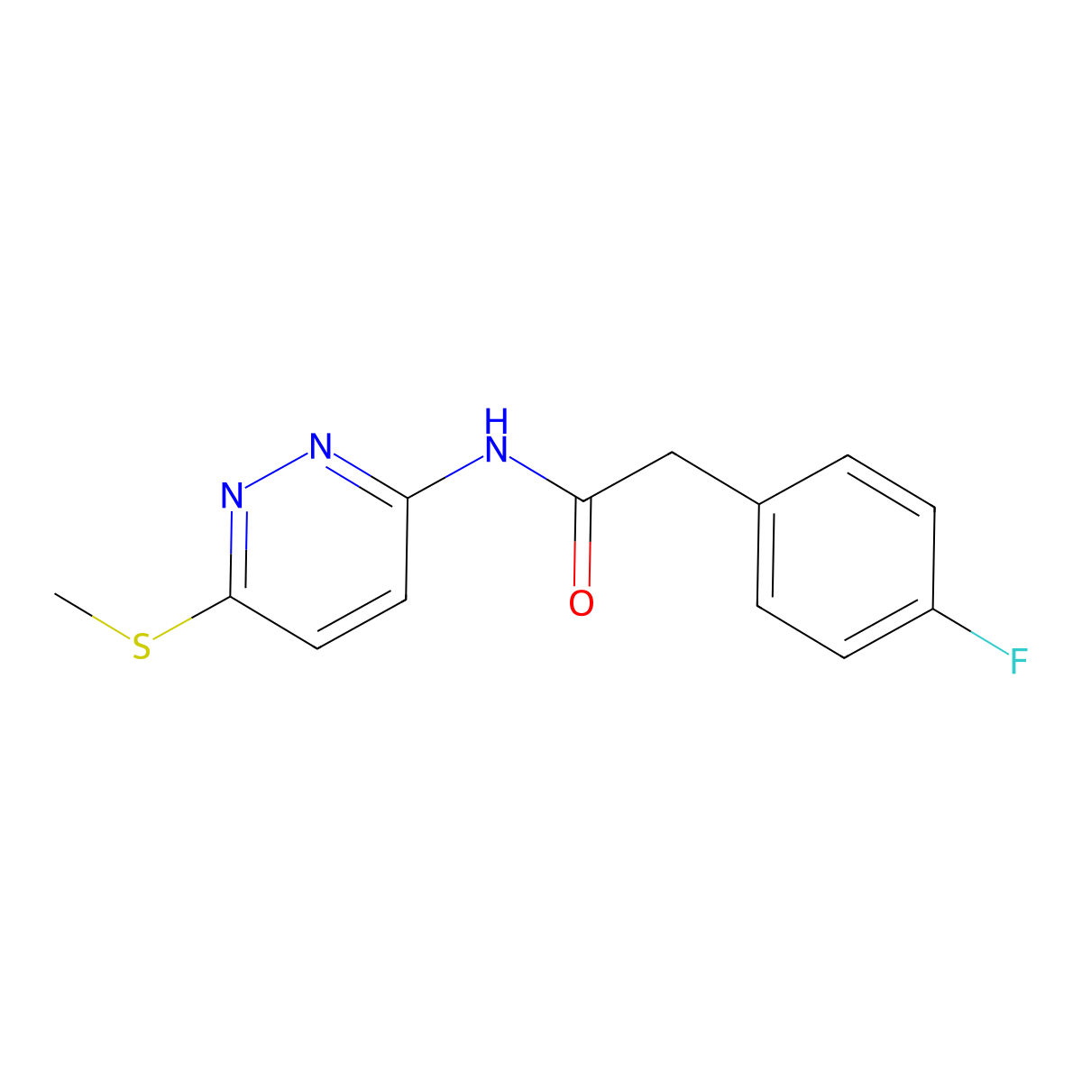 2-(4-fluorophenyl)-N-(6-(methylthio)pyridazin-3-yl)acetamide molecular structure, CAS 1021252-90-3
