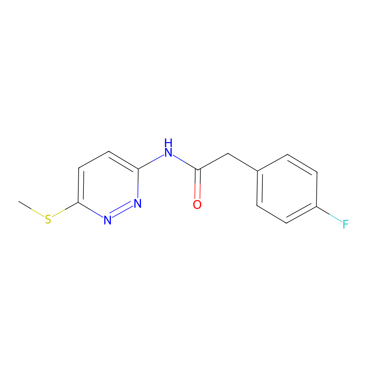 2-(4-fluorophenyl)-N-(6-(methylthio)pyridazin-3-yl)acetamide molecular structure, CAS 1021252-90-3