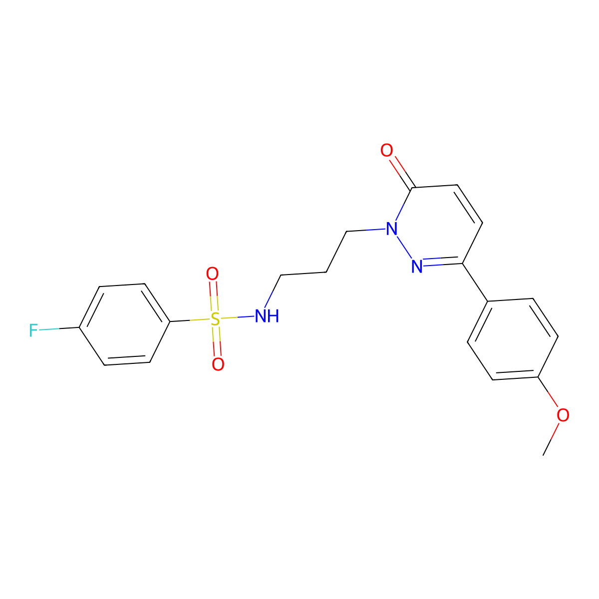 4-fluoro-N-{3-[3-(4-methoxyphenyl)-6-oxo-1,6-dihydropyridazin-1-yl]propyl}benzene-1-sulfonamide molecular structure, CAS 1021252-97-0