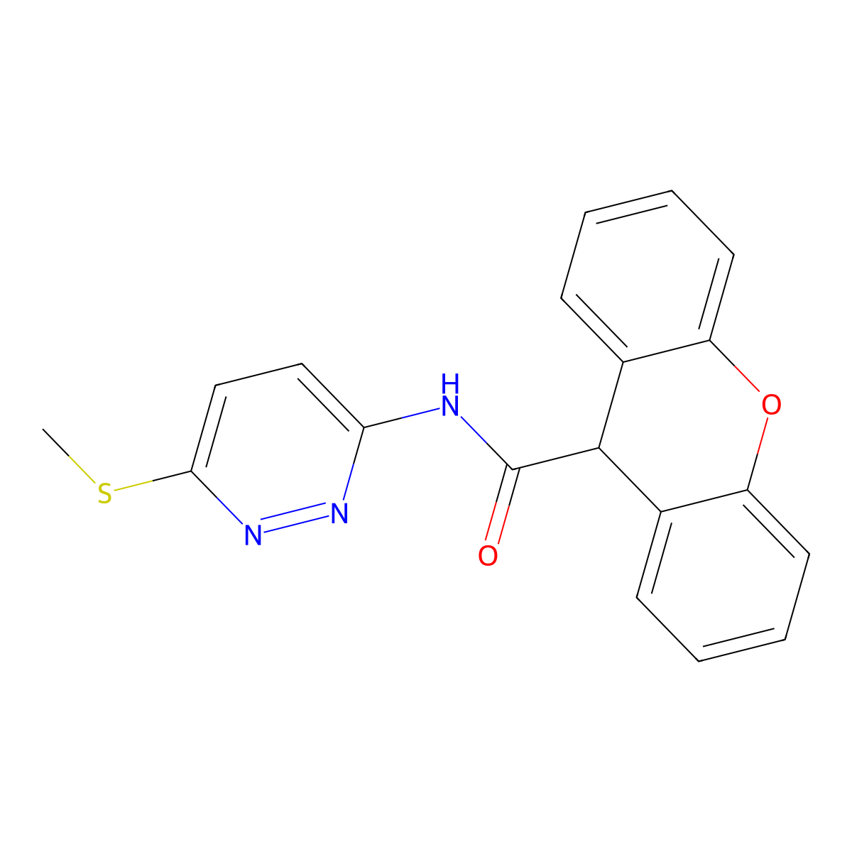 N-(6-(methylthio)pyridazin-3-yl)-9H-xanthene-9-carboxamide molecular structure, CAS 1021253-01-9