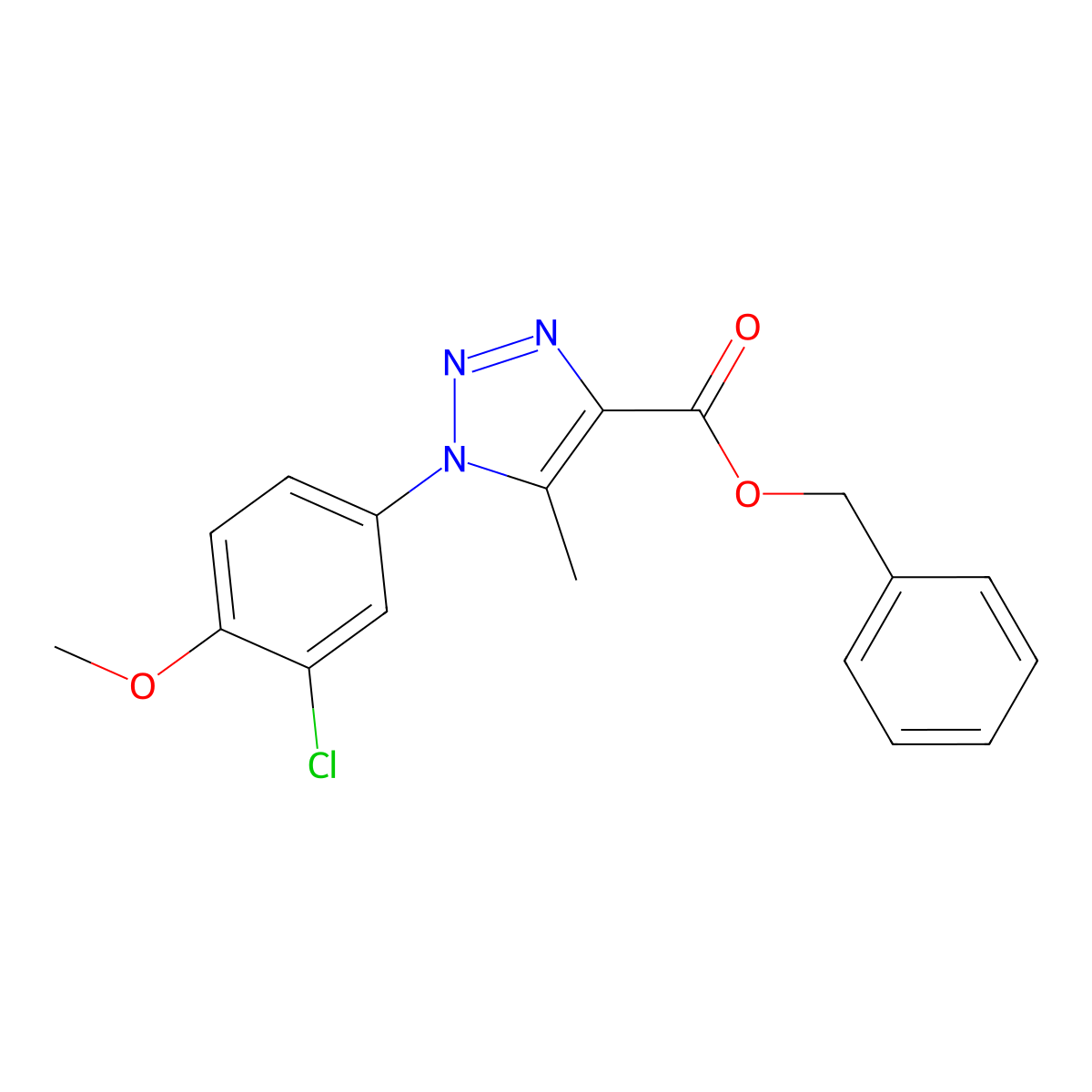 benzyl 1-(3-chloro-4-methoxyphenyl)-5-methyl-1H-1,2,3-triazole-4-carboxylate molecular structure, CAS 1021253-05-3