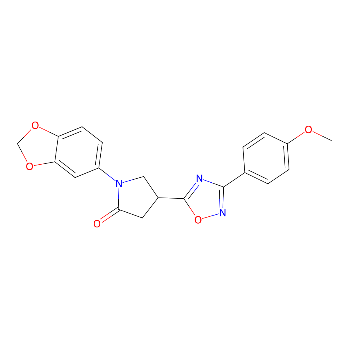1-(1,3-Benzodioxol-5-yl)-4-[3-(4-methoxyphenyl)-1,2,4-oxadiazol-5-yl]-2-pyrrolidinone molecular structure, CAS 1021253-11-1