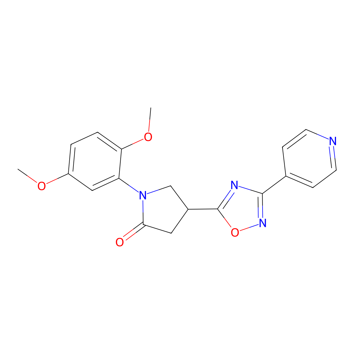 1-(2,5-Dimethoxyphenyl)-4-(3-(pyridin-4-yl)-1,2,4-oxadiazol-5-yl)pyrrolidin-2-one molecular structure, CAS 1021253-21-3