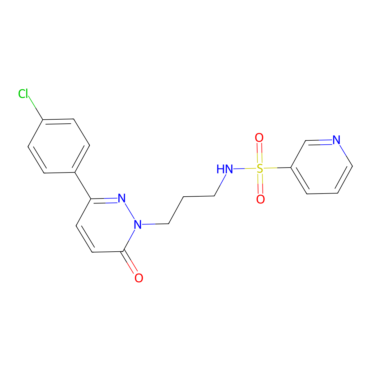 N-{3-[3-(4-chlorophenyl)-6-oxo-1,6-dihydropyridazin-1-yl]propyl}pyridine-3-sulfonamide molecular structure, CAS 1021253-22-4