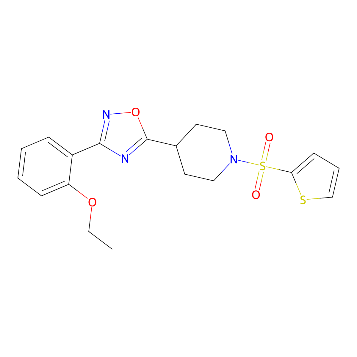 4-[3-(2-Ethoxyphenyl)-1,2,4-oxadiazol-5-yl]-1-(thiophene-2-sulfonyl)piperidine molecular structure, CAS 1021253-25-7